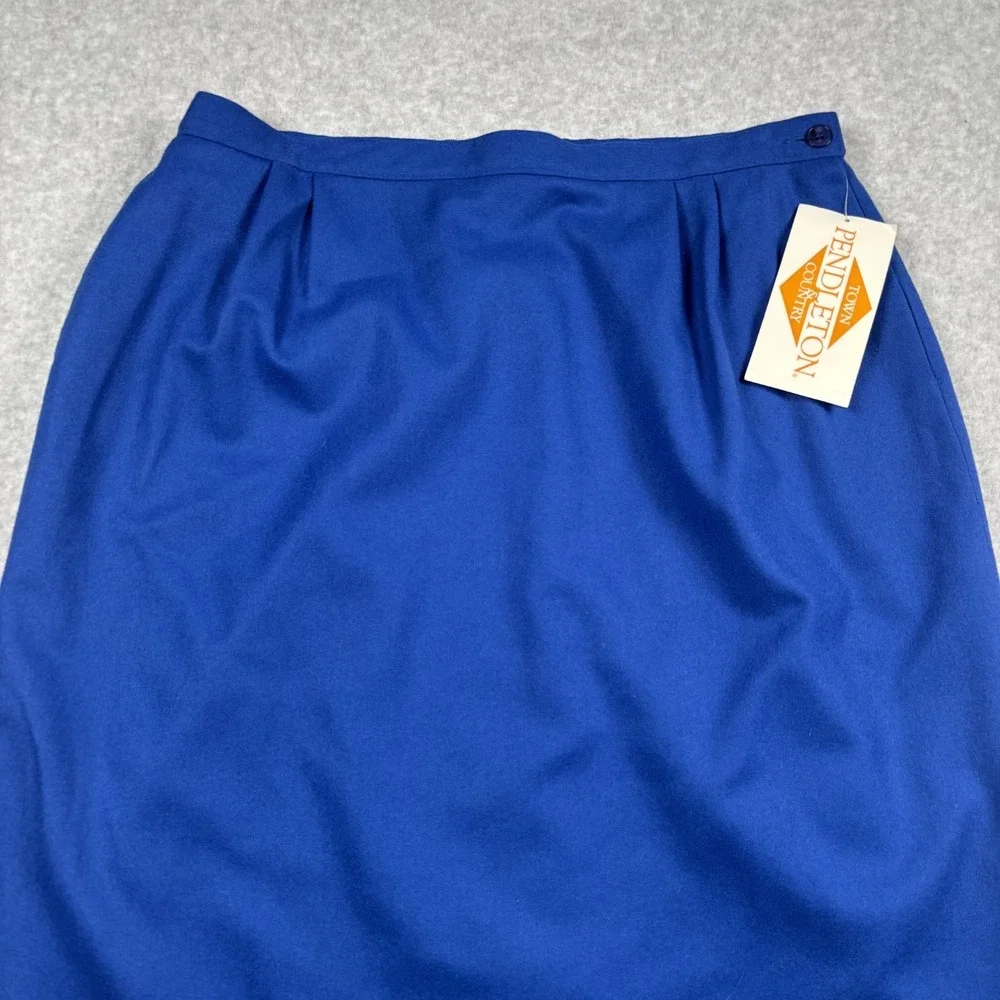 Pendleton Skirt Womens 18 Blue Pencil 100% Virgin Wool Lined USA NWT Back Vent
